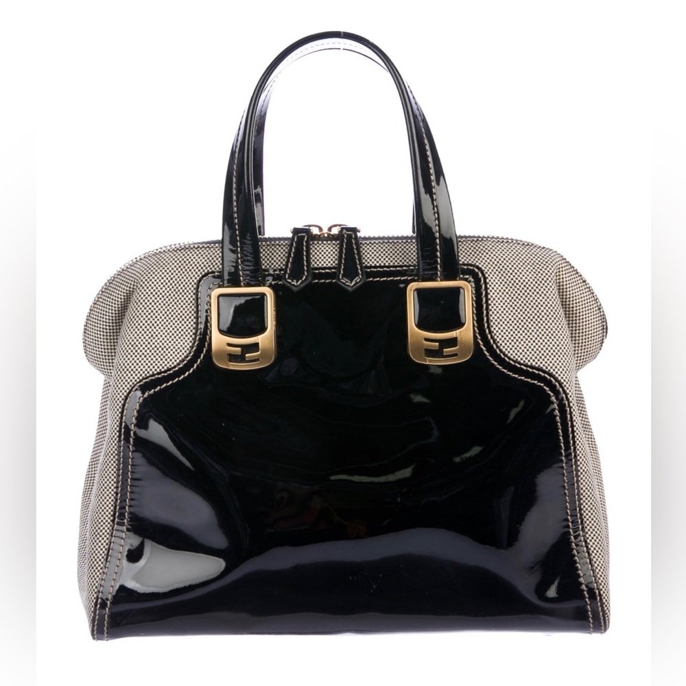 FENDI handbag patent two tone leather Many inside pockets pristine condi…